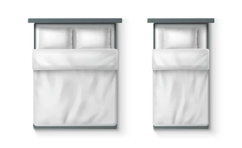 Top view of beds with white bedding Stock Illustration