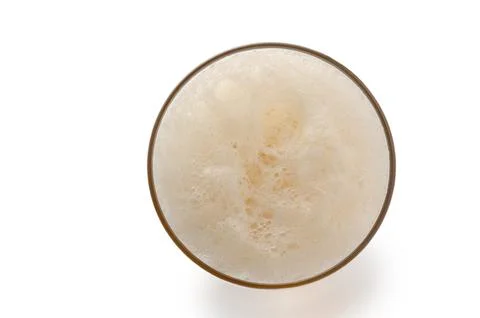 Top View of Beer Foam Head in Glass on White Background Stock Photos