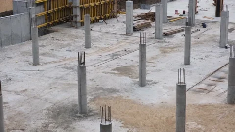 Top view of the beginning of the construction of a new building. Stock Footage 236088627