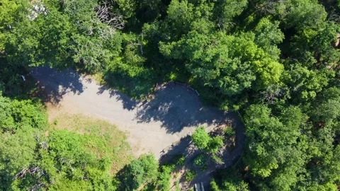 Top view of benches from drone in a park in Geierlay Germany Stock Footage 221325143