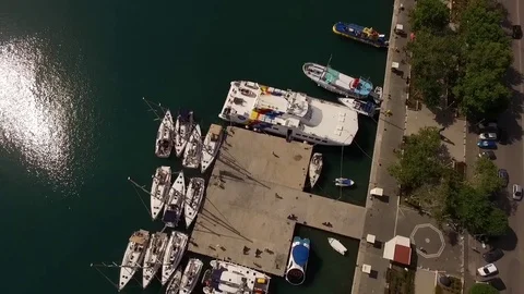 Top view of the berth.Yacht. Stock Footage 69848676