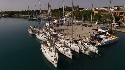 Top view of the berth.Yacht.Sport. Stock Footage 70924253