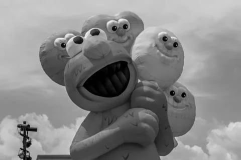 Top view of big Elmo float in Sesame Street Parade at Seaworld Stock Photos