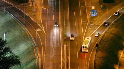 Top view on a big fork of the high-speed highway Video stock 32778269