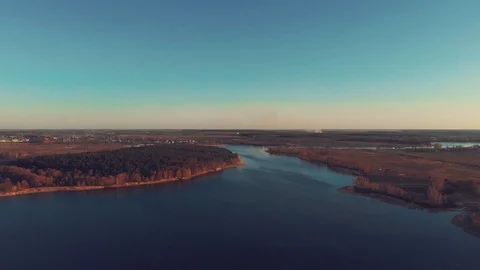 Top view of big river with beautiful scenary Stock Footage 93170151
