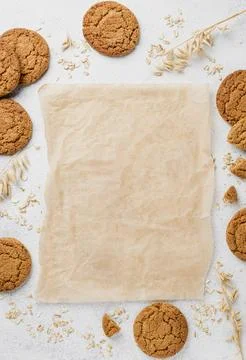 Top view biscuits copy space baking paper Stock Photos