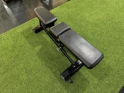 Top view of a black adjustable workout bench Stock Photos