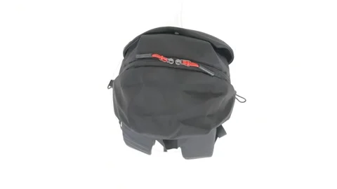 Top view black backpack bag rotates on white background, 4K Stock Footage 232462126