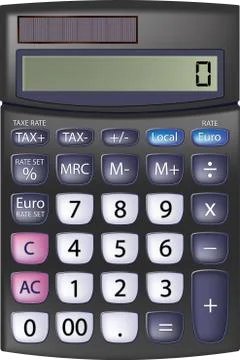 Top View of Black Calculator Stock Illustration