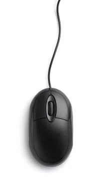 Top view of black computer mouse Stock Photos