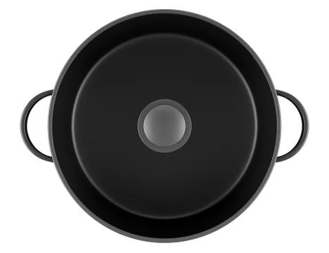 Top view of black cooking pan isolated on white background Stock Illustration
