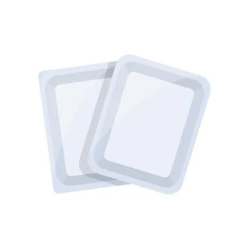 Top view of black empty food tray flat vector icon isolated on white background Stock Illustration