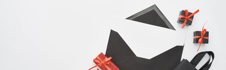 Top view black envelope blank Stock Photos