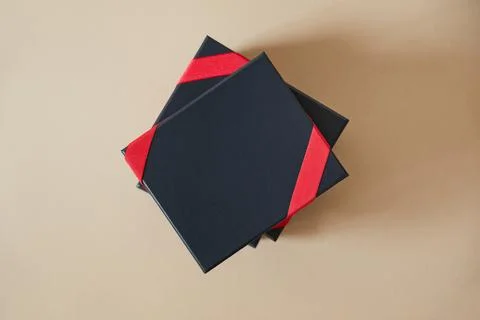Top view black gift boxes Stock Photos