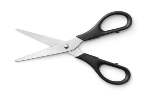 Top view of black handled scissors Stock Photos