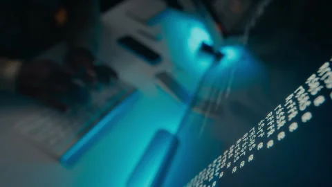 Top View of Black Male Programmer Typing Commands while Executing Code Stock Footage 288793198