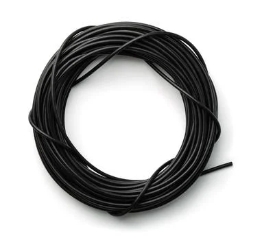 Top view of  black rolled cable Stock Photos
