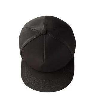 Top view of black snapback cap isolated 스톡 사진