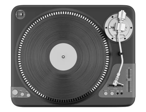 Top view of black turntable isolated on white background Stock Illustration