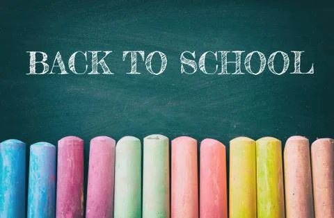 Top view of blackboard with text: BACK TO SCHOOL Stock Photos