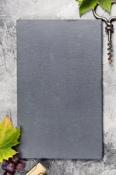 Top view of a blank chalk board for a wine list or menu with Stock Photos