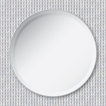 Top view of blank circle plate place on white knit cloth background Stock Illustration