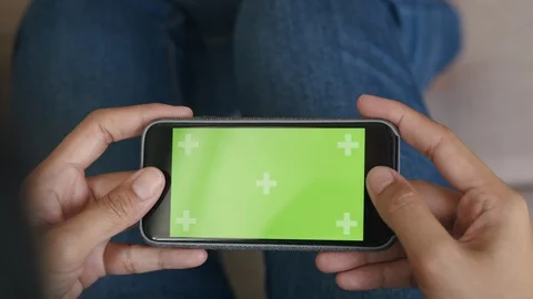 Top view of Blank digital smartphone in the hand of Asian women Stock Footage 122708518