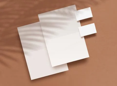 Top view of blank forms and business cards on a brown background. Foto stock