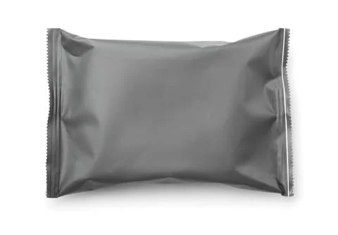 Top view of blank grey plastic food  bag Stock Photos