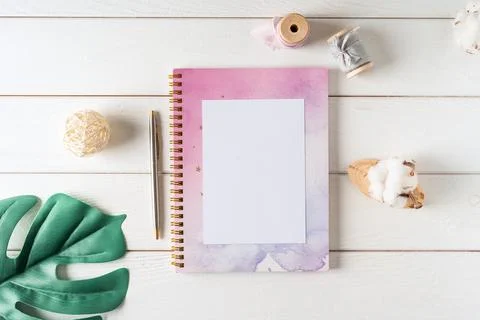 Top view blank paper notebook. Stock Photos