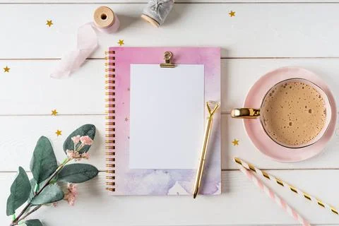 Top view blank paper notebook. Stock Photos