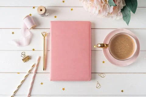 Top view blank paper notebook. Stock Photos