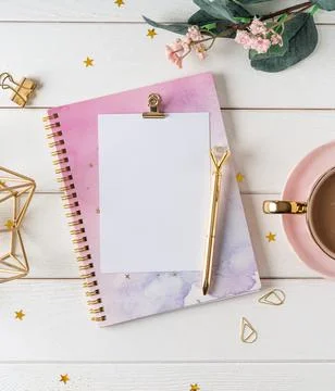 Top view blank paper notebook. Stock Photos