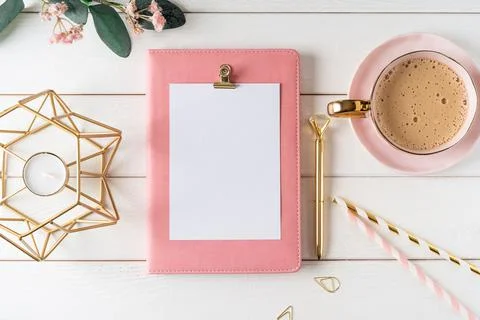 Top view blank paper notebook. Stock Photos