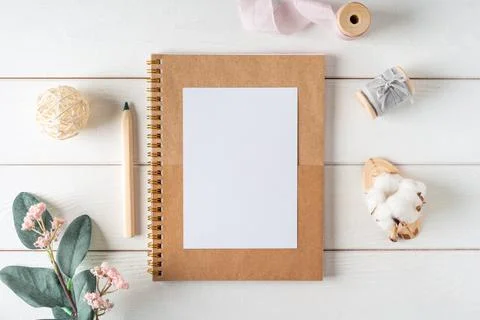 Top view blank paper notebook. Stock Photos