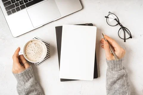 Top view blank paper Notebook Stock Photos