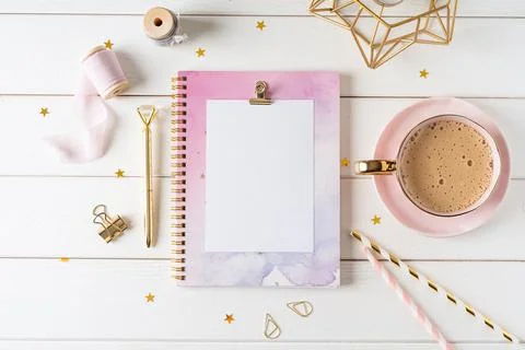 Top view blank paper notebook. Stock Photos