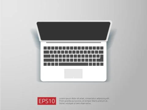 Top view of blank screen laptop vector illustration Stock Illustration