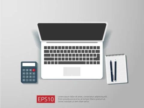 Top view of blank screen laptop vector illustration イラスト素材