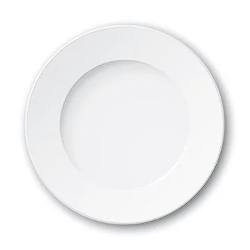 Top view of blank white circle dish isolated Stock Illustration