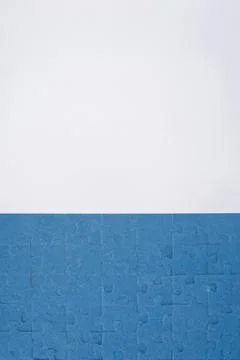 Top view blue assembled puzzles Stock Photos