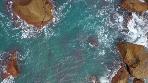 Top view of the blue clear pacific ocean off the coast of Japan, Aburatsu in 4K Stock Footage 126298320