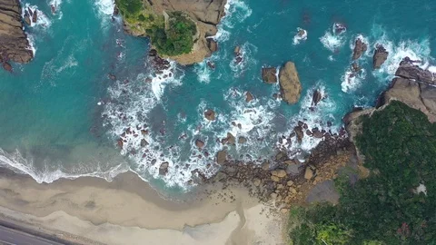 Top view of the blue clear pacific ocean off the coast of Japan Stock Footage 126627894