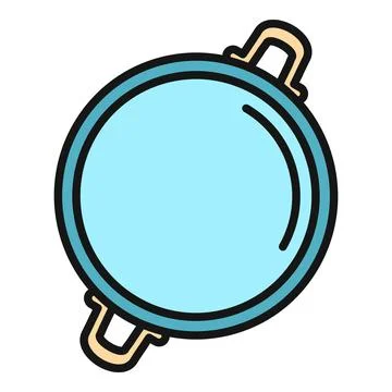 Top view blue cooking pot icon Stock Illustration