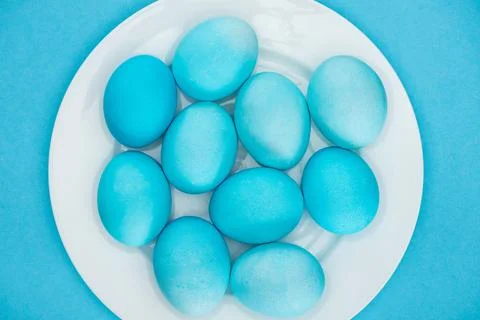 Top view blue easter eggs Stock Photos