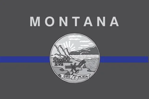 Top view of blue line flag of Montana state, Usa. United states of America po Stock Illustration