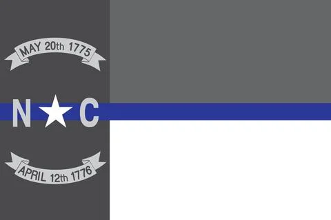 Top view of blue line flag of North Carolina state, Usa. United states of Ame Stock Illustration