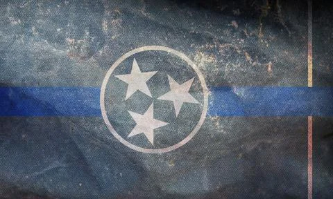 Top view of blue line flag of Tennessee state, Usa. United states of America  Stock Illustration