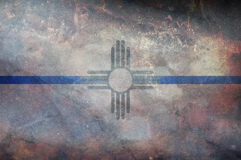 Top view of blue line flag of New Mexico state, Usa. United states of America Stock Illustration