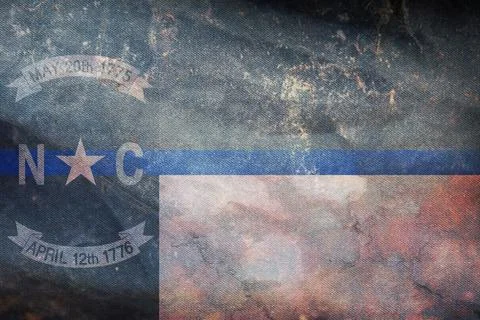 Top view of blue line flag of North Carolina state, Usa. United states of Ame Stock Illustration